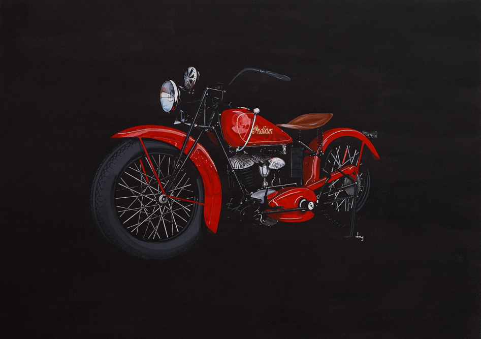 Peinture Indian Motorcycle Scout 1937