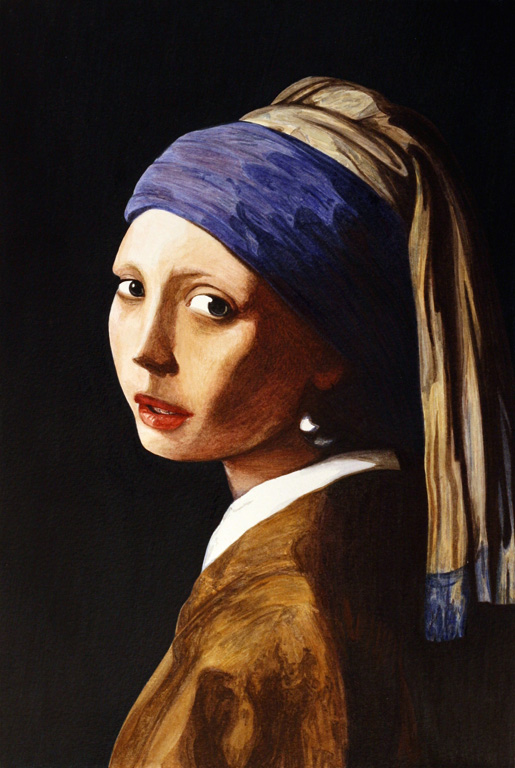 Aquarelle - jeune fille � la perle