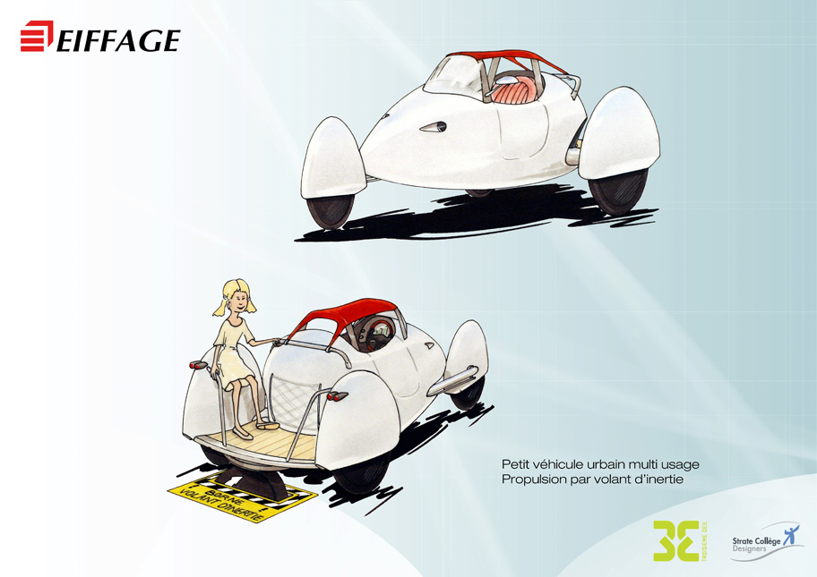 Etude Design - 3 roues à volant d'inertie